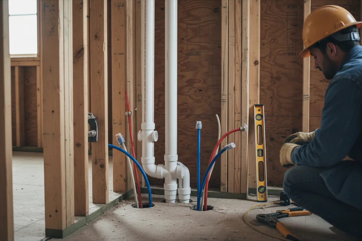 Drain and supply rough-in during Sump Pump Repair in Midlothian
