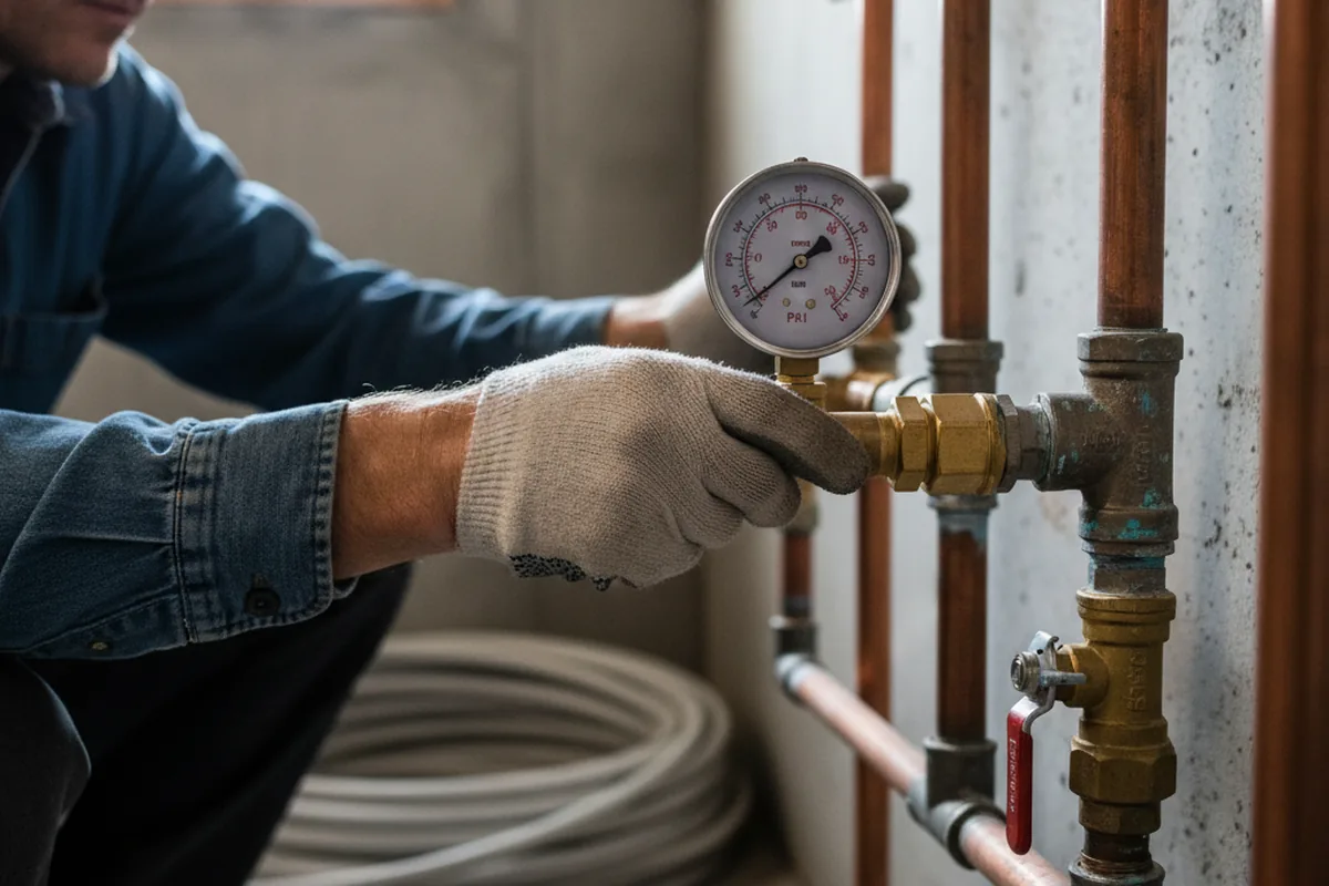 Pressure testing a repaired line during Water Line Repair in Midlothian